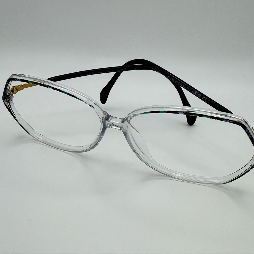 Silhouette SPX M1849 57-12-135 Gray Crystal/Black Geometric Glasses